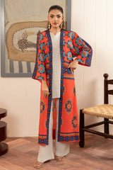 Zebaish By Stitch Vibes Stitched Shirts Suit-Orange Daisy Shrug
