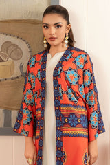 Zebaish By Stitch Vibes Stitched Shirts Suit-Orange Daisy Shrug