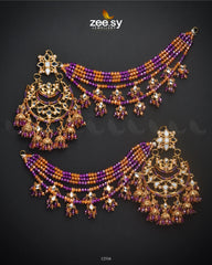Oxidised Earrings Orange Purple - Zeesy Jewellery