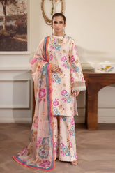 Summer Scent By Nine Needles Stitched 3 Piece Summer Collection'2025-Peach Sorbet-NP-01