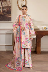 Summer Scent By Nine Needles Stitched 3 Piece Summer Suit-Peach Sorbet-NP-01