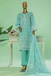 Printkari By HZ Stitched 3 Piece Prints Chikankari Vol-03 Suit-PEC-053-Ferozi
