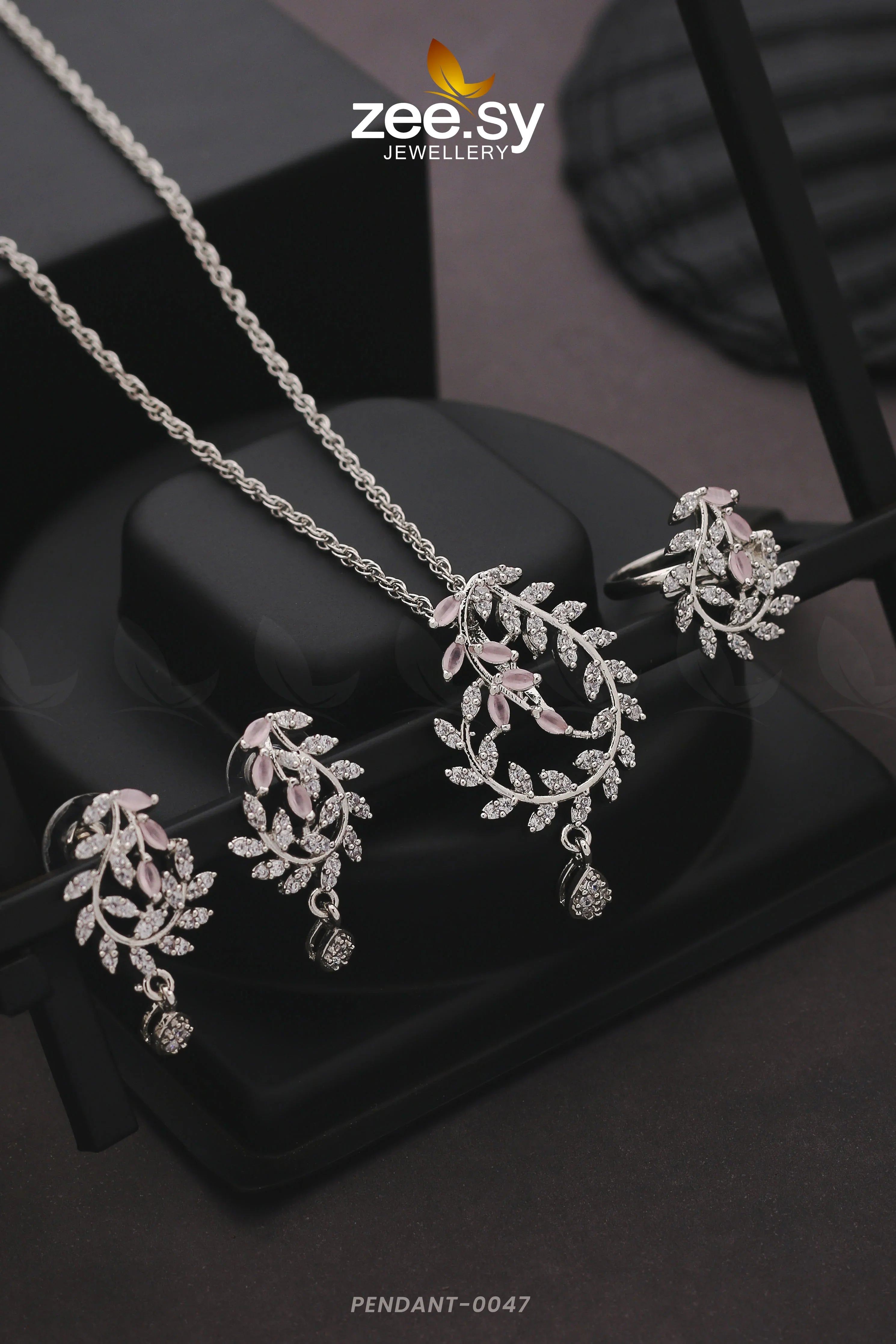 PENDANT-0047 Silver Mint Pink - Zeesy Jewellery