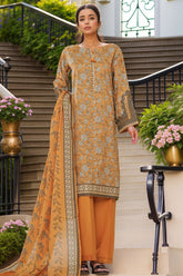 Intermix Thread & Needle By HZ Stitched 3 Piece Emb Cambric Suit-POEL-3P-008-Mustard