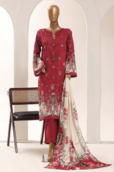 Sada Bahar Stitched 3 Piece Printed Lawn Vol-12 Suit-PR-1175-MAHROON