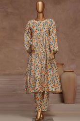 Florence By HZ Stitched 2 Piece Raw Silk Frock Suit-PRF-107