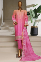 Ombre Damask By HZ Stitched 3 Piece Emb Jacquard Series Collection'2025-PSJ-032-Dark Pink
