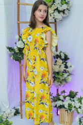 Suitsu Stitched Kids Collection-Tropicle Ruffle Jumpsuit