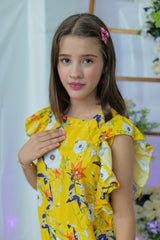 Suitsu Stitched Kids Collection-Tropicle Ruffle Jumpsuit