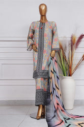 Art & Craft Prints By HZ Stitched 3 Piece Lawn Suit-PWW-103