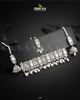 NECKLACE SET-0940 Silver White - Zeesy Jewellery