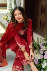 Baat Pakki Omal by Komal Stitched 3 Piece Dobby Suit-Afreen