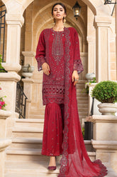 Afsany by Sada Bahar Stitched 3 Piece Luxury Chiffon Vol-12 Suit-CR-28-Maroon