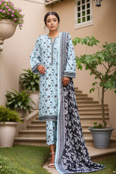 Bin Saeed Stitched 3 Piece Exclusive Printed Khaddar Vol-04 Suit-WK-2392-Ferozi