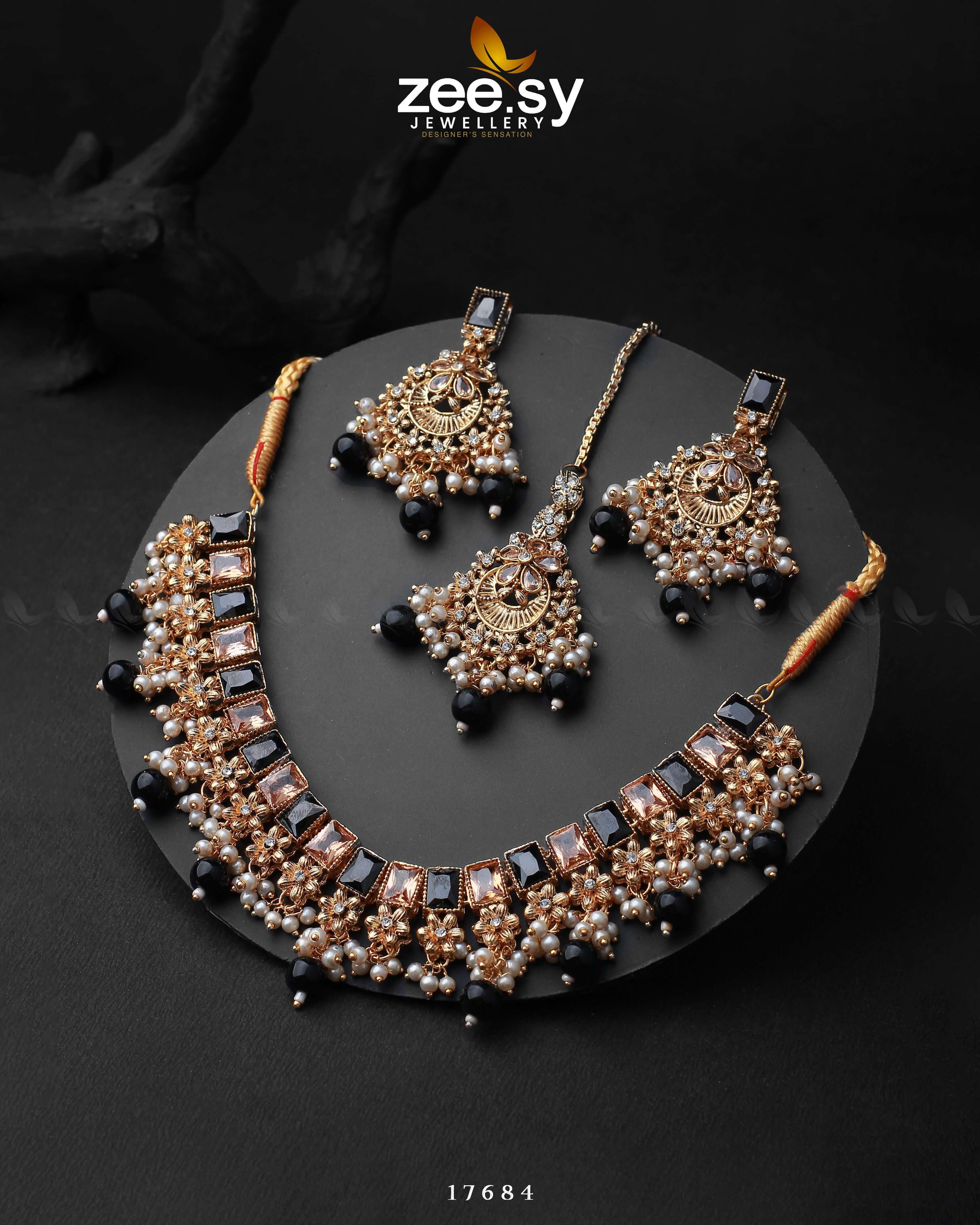 Prism Necklace Golden Black - Zeesy Jewellery