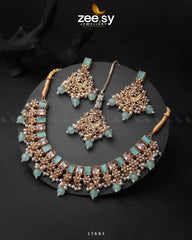 Prism Necklace Golden Mint Green - Zeesy Jewellery