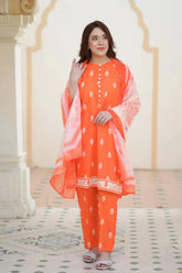 Tng By Md Stitched Collection-Rang | 3 Piece | Orange
