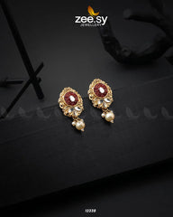 Quartz Earrings Red - Zeesy Jewellery