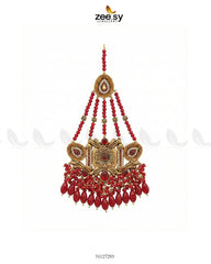 Shyama Beaded Pearl Jhumar Red - Zeesy Jewellery