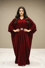 Veloria By Dressline Velvet Kaftan Winter Collection'2025-veloria-stitched-imperial-red