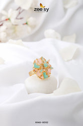 RING-8092 Mint Green & Pink - Zeesy Jewellery
