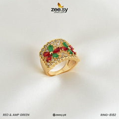 RING-8182 Red & Green - Zeesy Jewellery