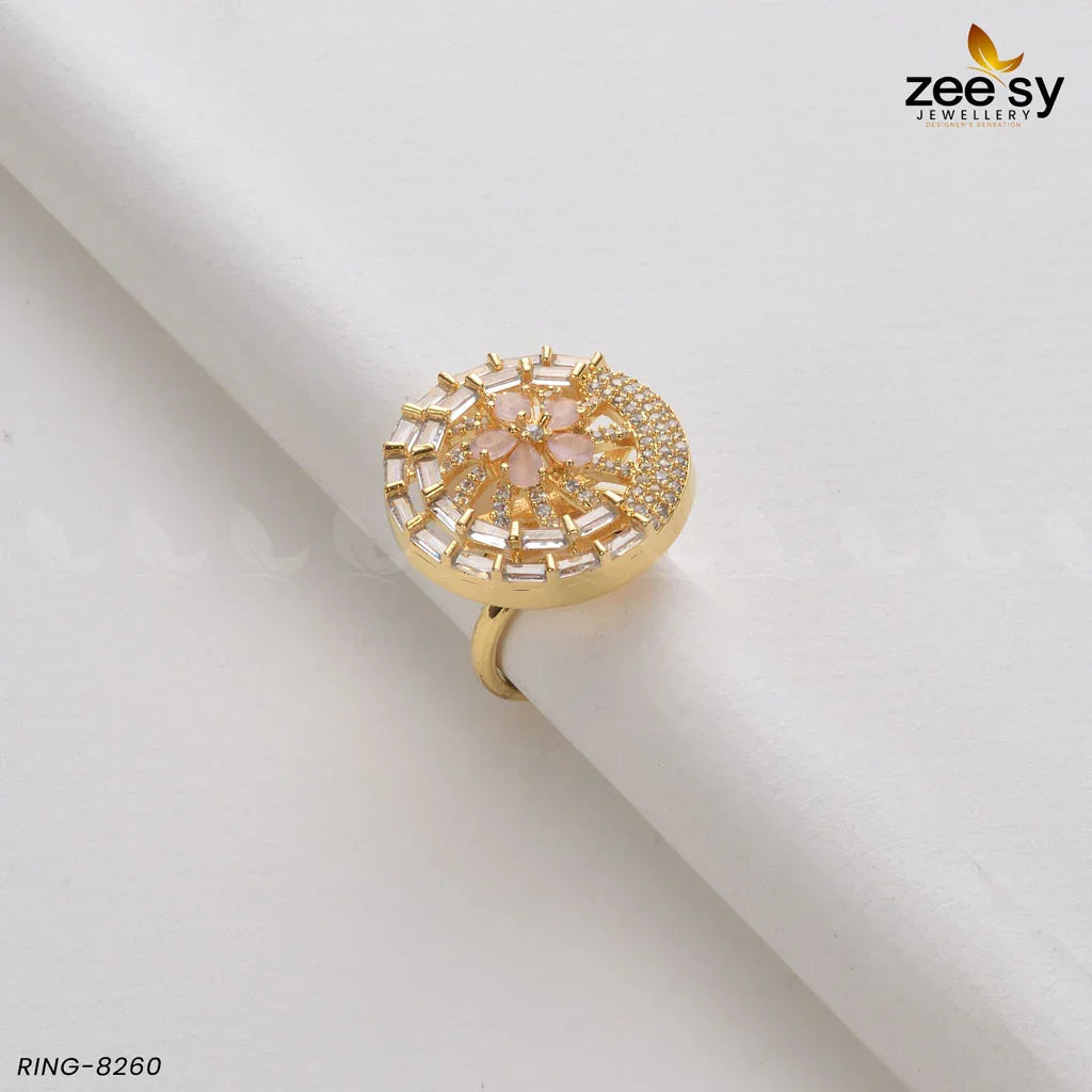 RING-8260 Golden Mint Pink - Zeesy Jewellery