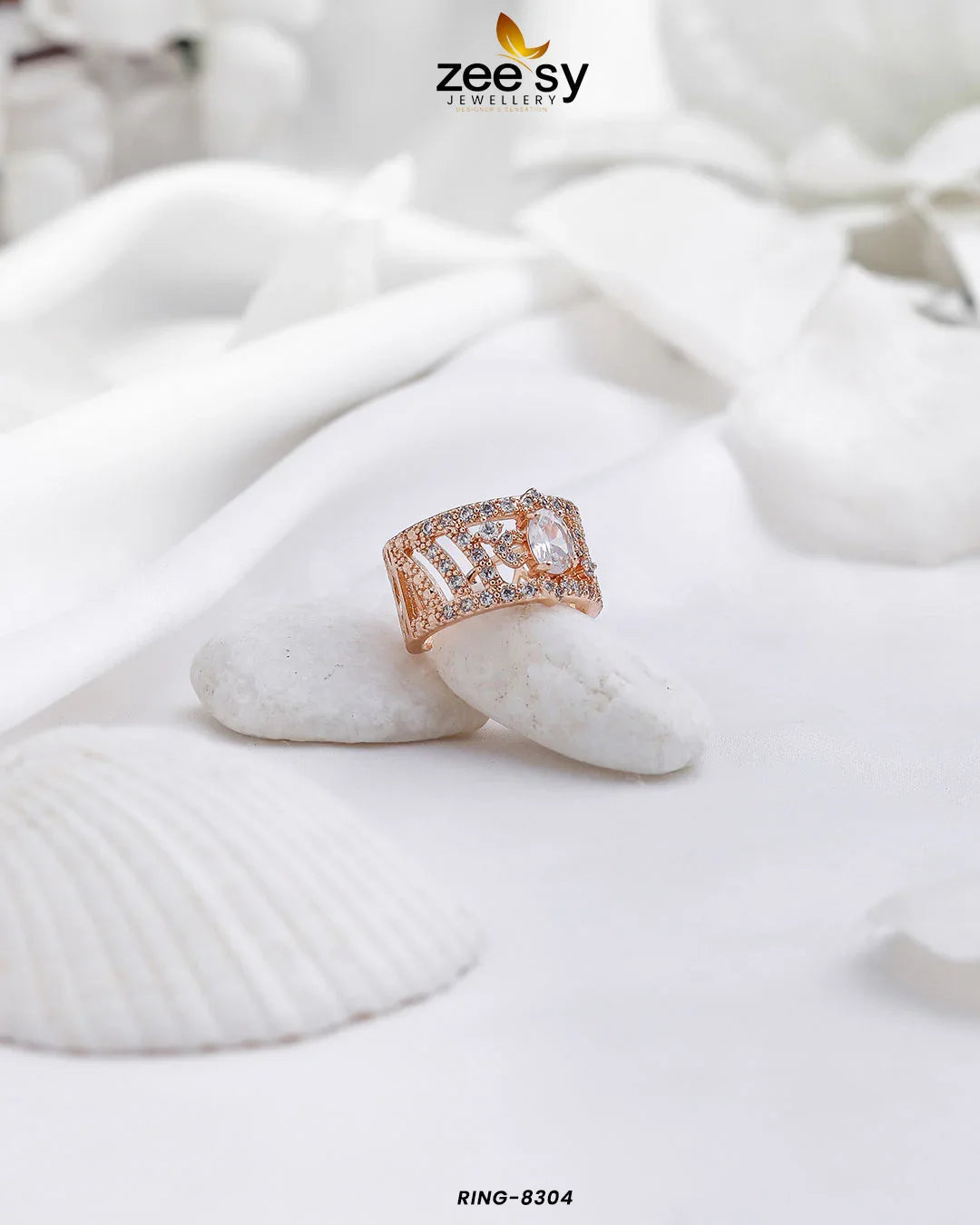 Ring-8304 White - Zeesy Jewellery