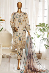 Majestic By HZ Stitched 3 Piece Festive Emb Silk Suit-RTE-010
