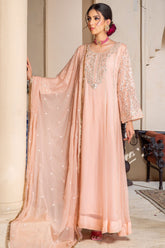 Eid E Milan By Al Siyaab Stitched 3 Piece Formals Suit-Raani-Peach