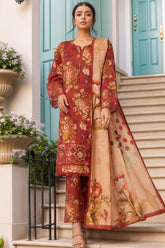 Rania By Sada Bahar Stitched 3 Piece Emb Khaddar Vol-01 Suit-D-09-Rust