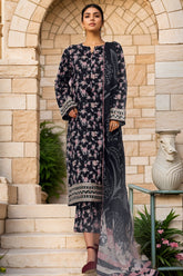 Raya By Sada Bahar Stitched 3 Piece Festive Emb Lawn Vol-02 Suit-CW-85-Black