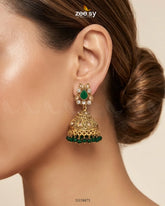 Zeesy-Regal Drop Stone Jhumka Earrings