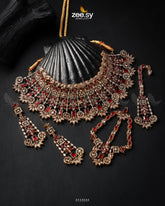 Resham Bridal Set Golden Red - Zeesy Jewellery