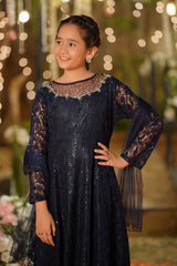 Ochre Clothing Girls Full Suits Sequence Net Hand Adda Work 3 Pc Suit