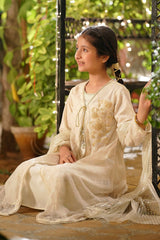 Ochre Clothing Girls Full Suits Sequence Net Hand Adda Work 3 Pc Suit