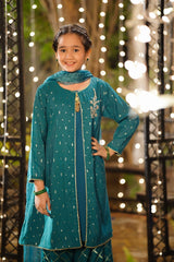 Ochre Clothing Girls Full Suits Viscose Jacquard Hand Adda Work 3 Pc Suit