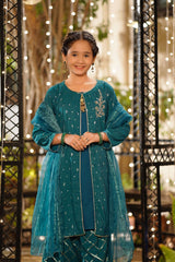 Ochre Clothing Girls Full Suits Viscose Jacquard Hand Adda Work 3 Pc Suit