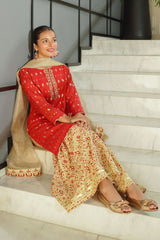 Ochre Clothing Zari Jacquard Hand Adda Work 3 Pc Suit Collection'2025-SHD-08