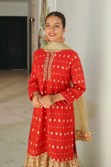 Ochre Clothing Zari Jacquard Hand Adda Work 3 Pc Suit Collection'2025-SHD-08