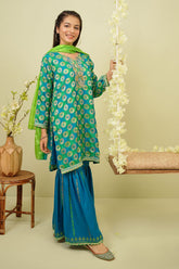 Printed Jacquard Hand Adda Work 3 Pc Suit - Wear Ochre