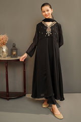 Chiffon Hand Adda Work 3 Pc Suit - Wear Ochre