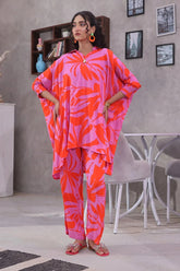 Ochre Clothing Women's Casual -Printed Silk 2 Pc Suit-SOWC-11A