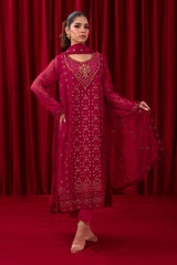 Ochre Clothing Stitched 3 Piece Luxury Emb Chiffon Collection'2025-SOF-01