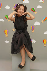 Chiffon Foil Printed Dress - Wear Ochre