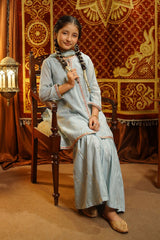 Ochre Clothing Girls Full Suits Cotton Silk Embroidered 3 Pc Suit