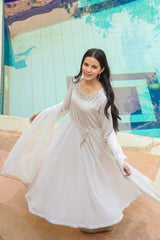 Georgette Hand Adda Work 3 Pc Suit - Wear Ochre