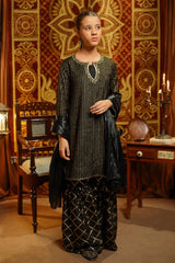 Ochre Clothing Girls Full Suits Viscose Jacquard Hand Adda Work 3 Pc Suit