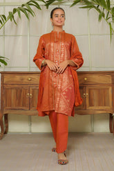 Cotton Jacquard 3 Pc Suit - Wear Ochre