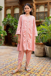 Ochre Clothing Chambray Cotton Embellished 2 Pc Suit